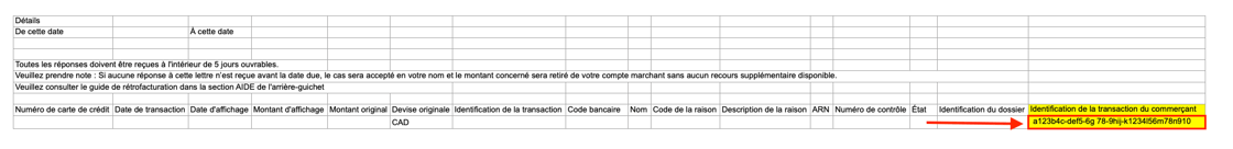 Identification de la transaction du commercant